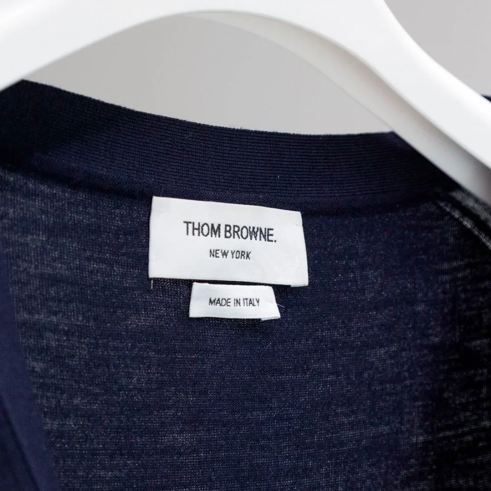 !!SOLD!! Thom Browne Navy Cardigan With Striped Sleeve - Picture 8 of 8
